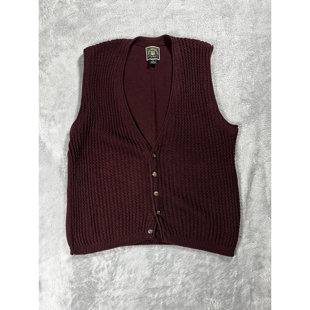 VTG Lake Harmony Mens Large Sweater Vest Burgundy Made in USA Preppy